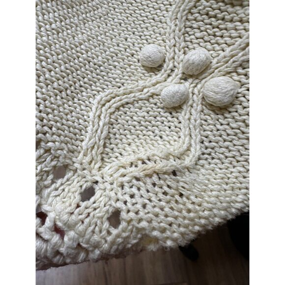 VTG 90s Artsy Embroidered M Cable  Knit Sweater Portrait Collar Coquette read - Picture 14 of 14